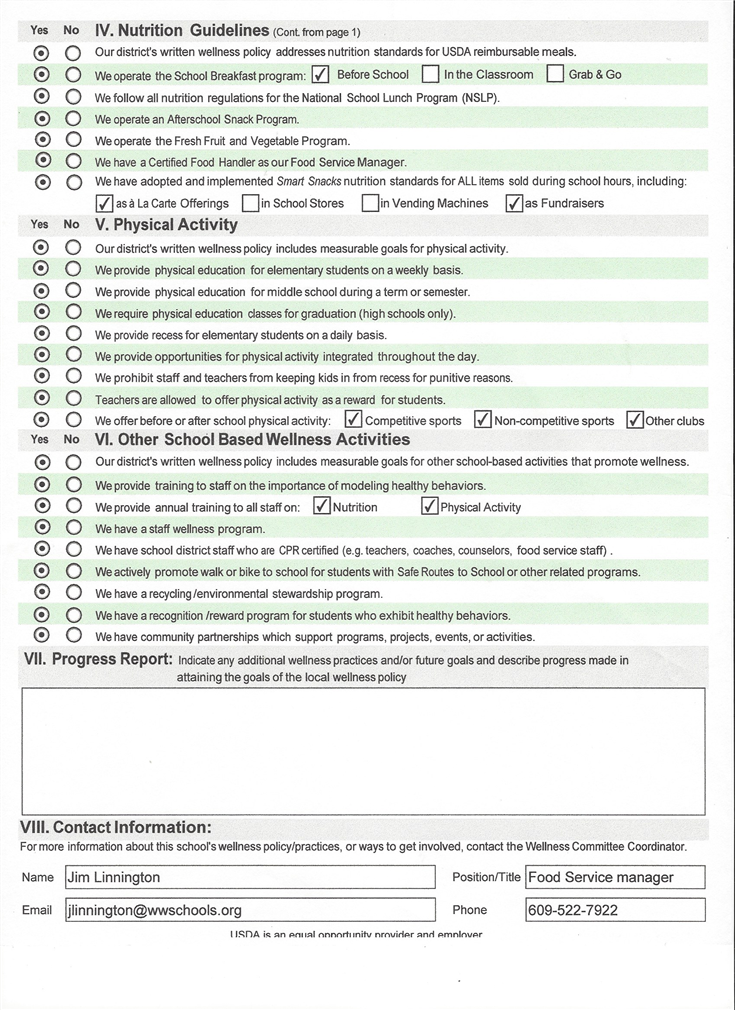 Wellness Policy Assessment Tool Pg. 2 